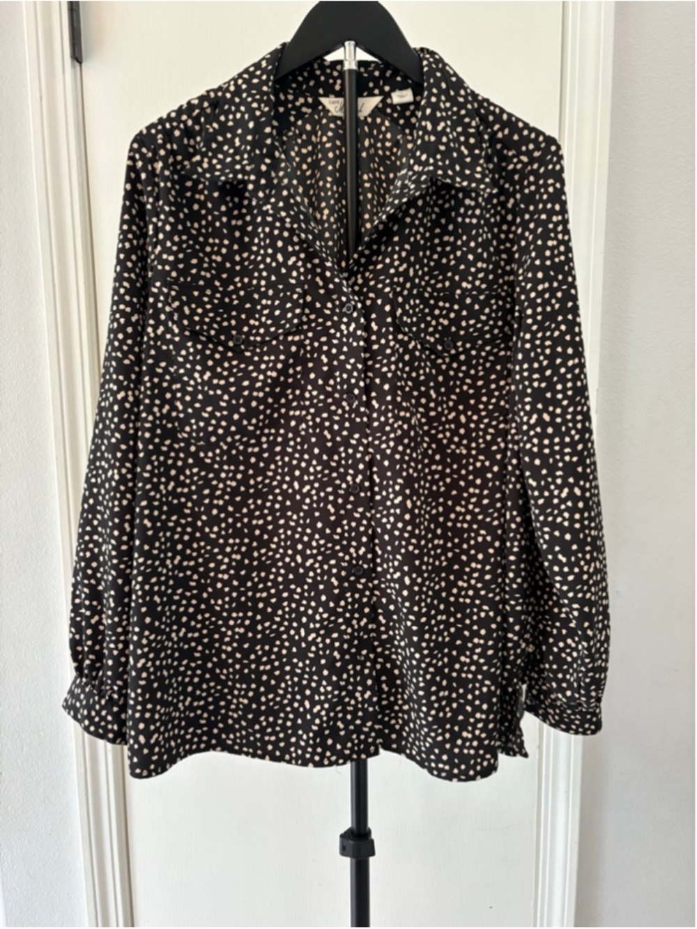 Caffè Marrakesh Black & Beige Polka Dot Blouse L
